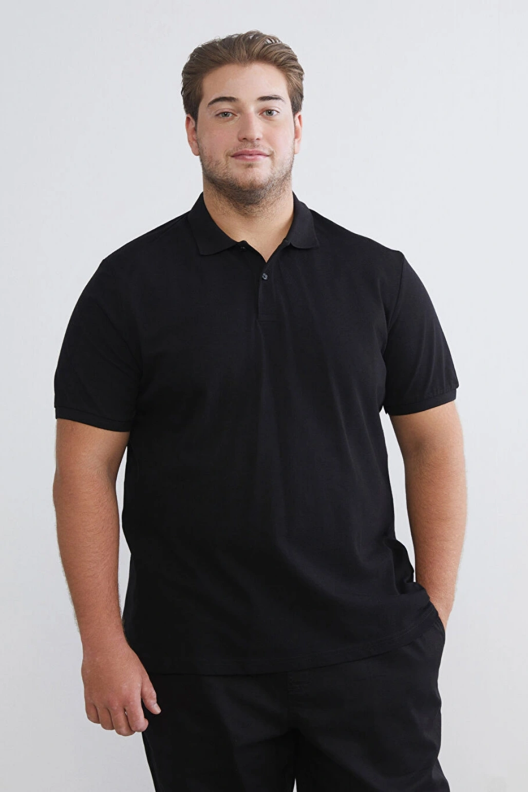 LCWAIKIKI Classic Siyah Polo Yaka Kısa Kollu Pike Erkek Tişört