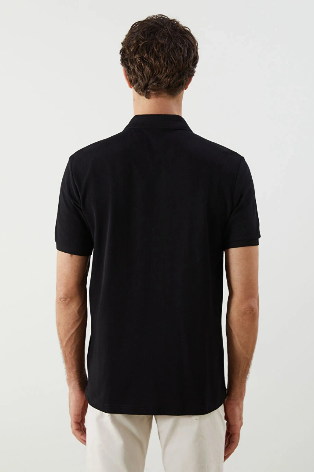 LCWAIKIKI Classic Siyah Polo Yaka Kısa Kollu Pike Erkek Tişört