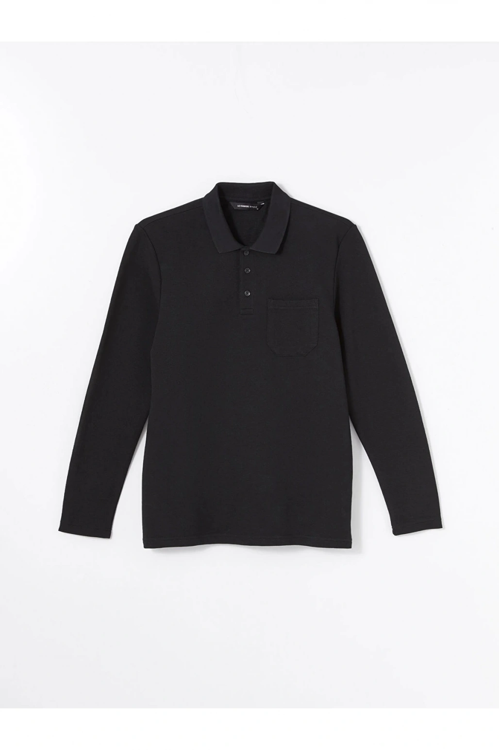 LCWAIKIKI Classic SİYAH Polo Yaka Uzun Kollu Erkek Sweatshirt