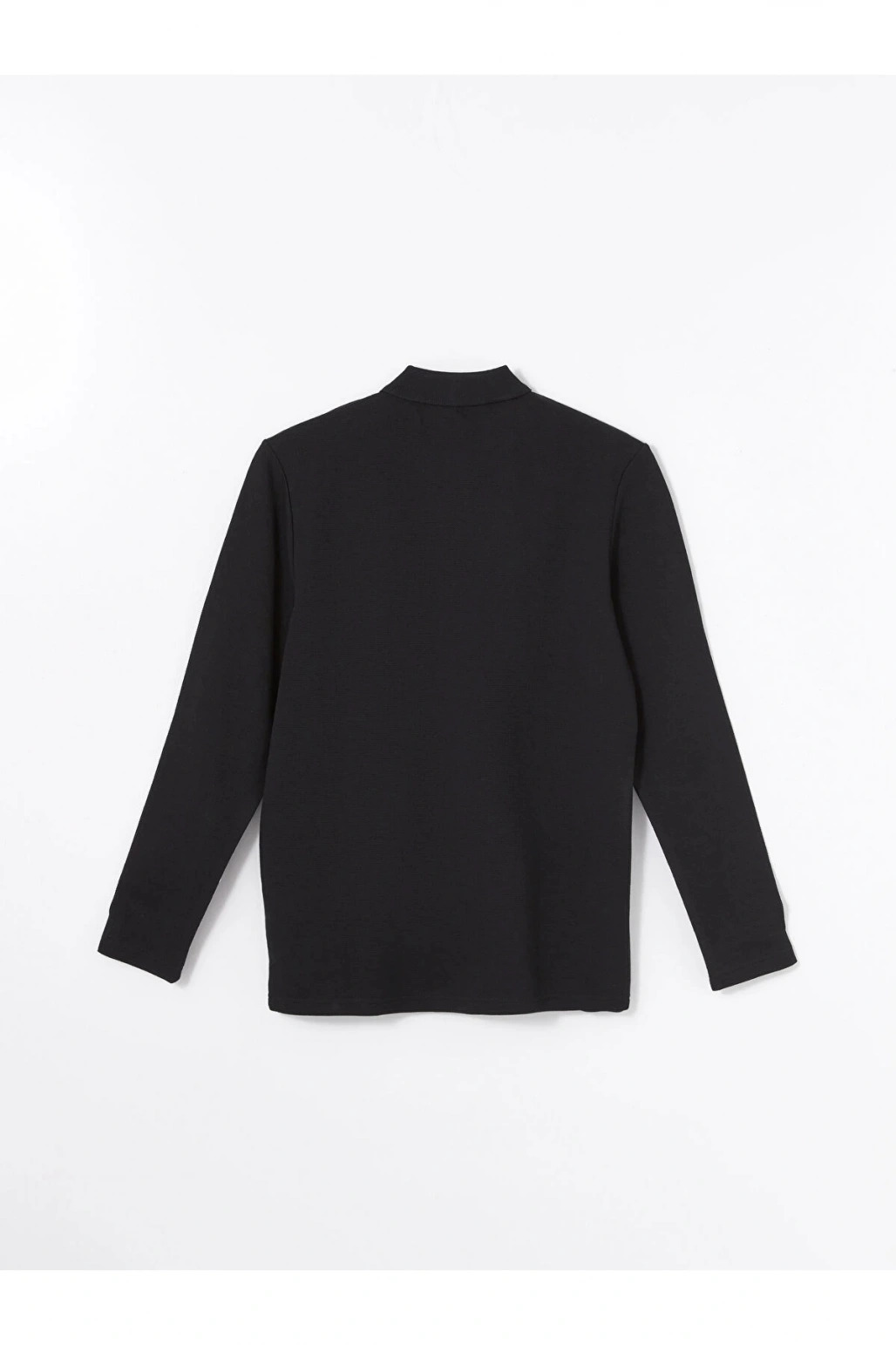 LCWAIKIKI Classic SİYAH Polo Yaka Uzun Kollu Erkek Sweatshirt