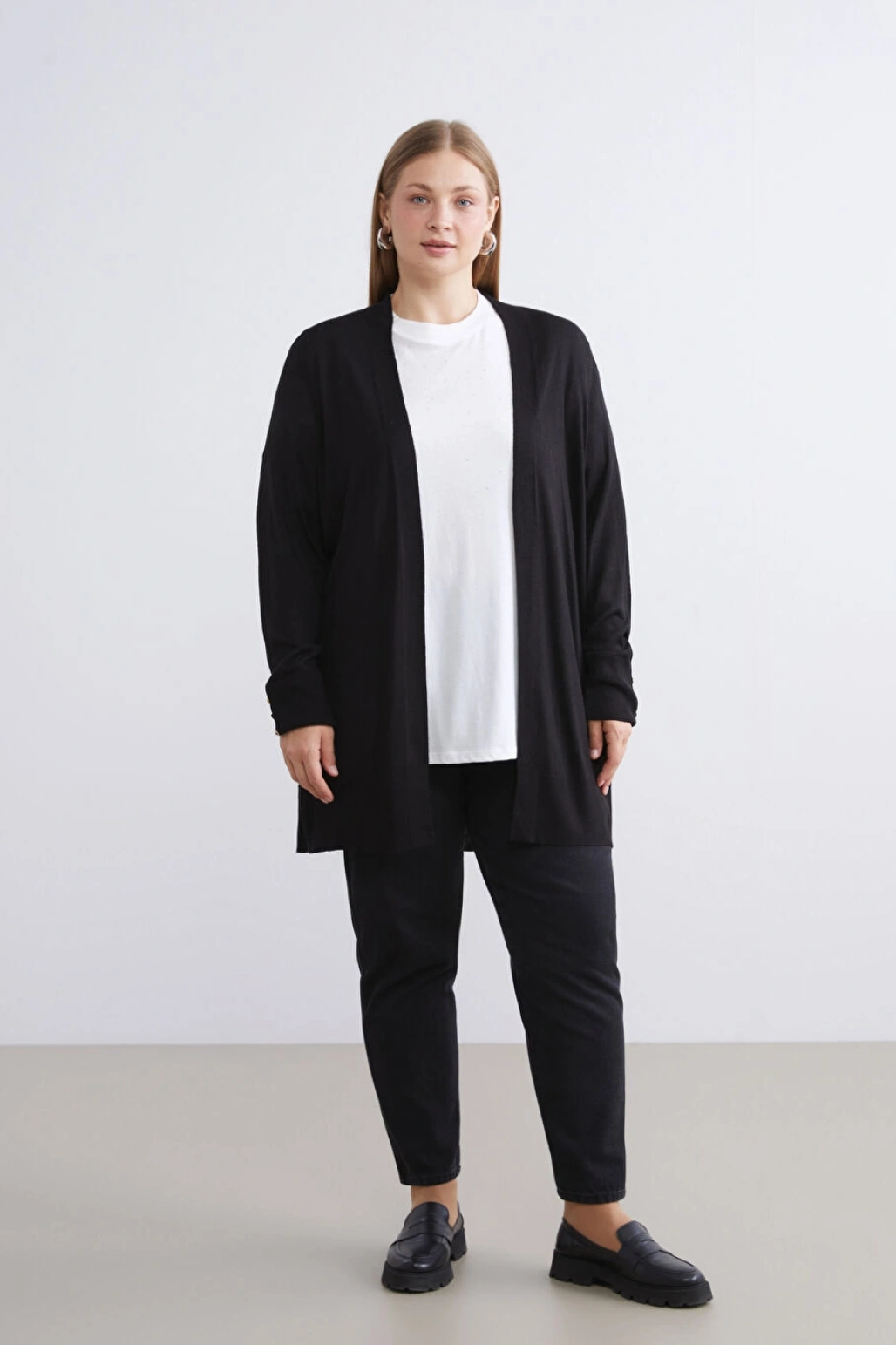 LCWAIKIKI Classic Siyah Şal Yaka Kadın Triko Hırka