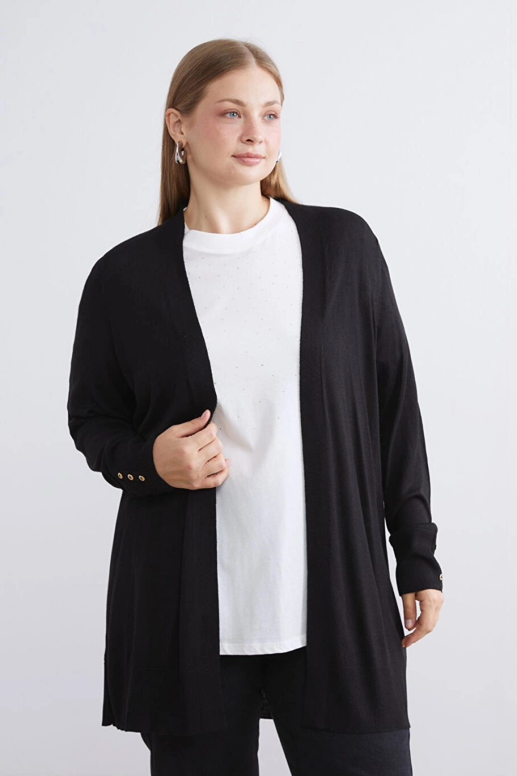 LCWAIKIKI Classic Siyah Şal Yaka Kadın Triko Hırka