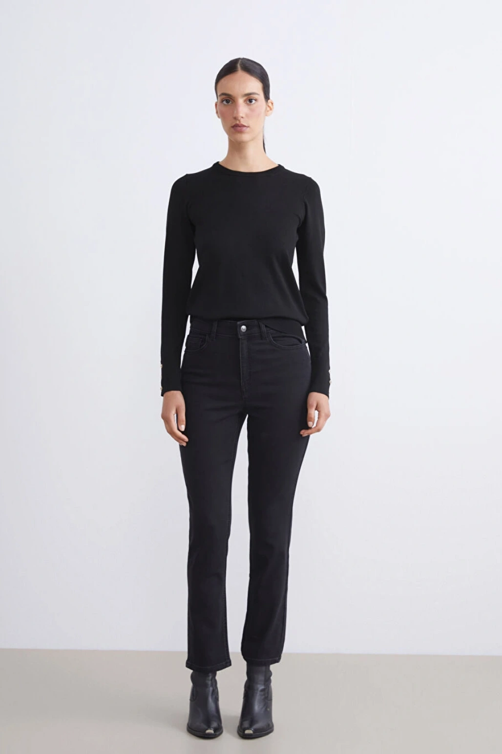 LCWAIKIKI Classic Siyah Slim Fit Kadın Içi Şardonlu Jean Pantolon