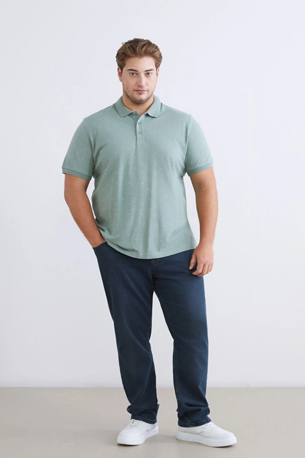 LCWAIKIKI Classic Yeşil Polo Yaka Desenli Pike Erkek Tişört