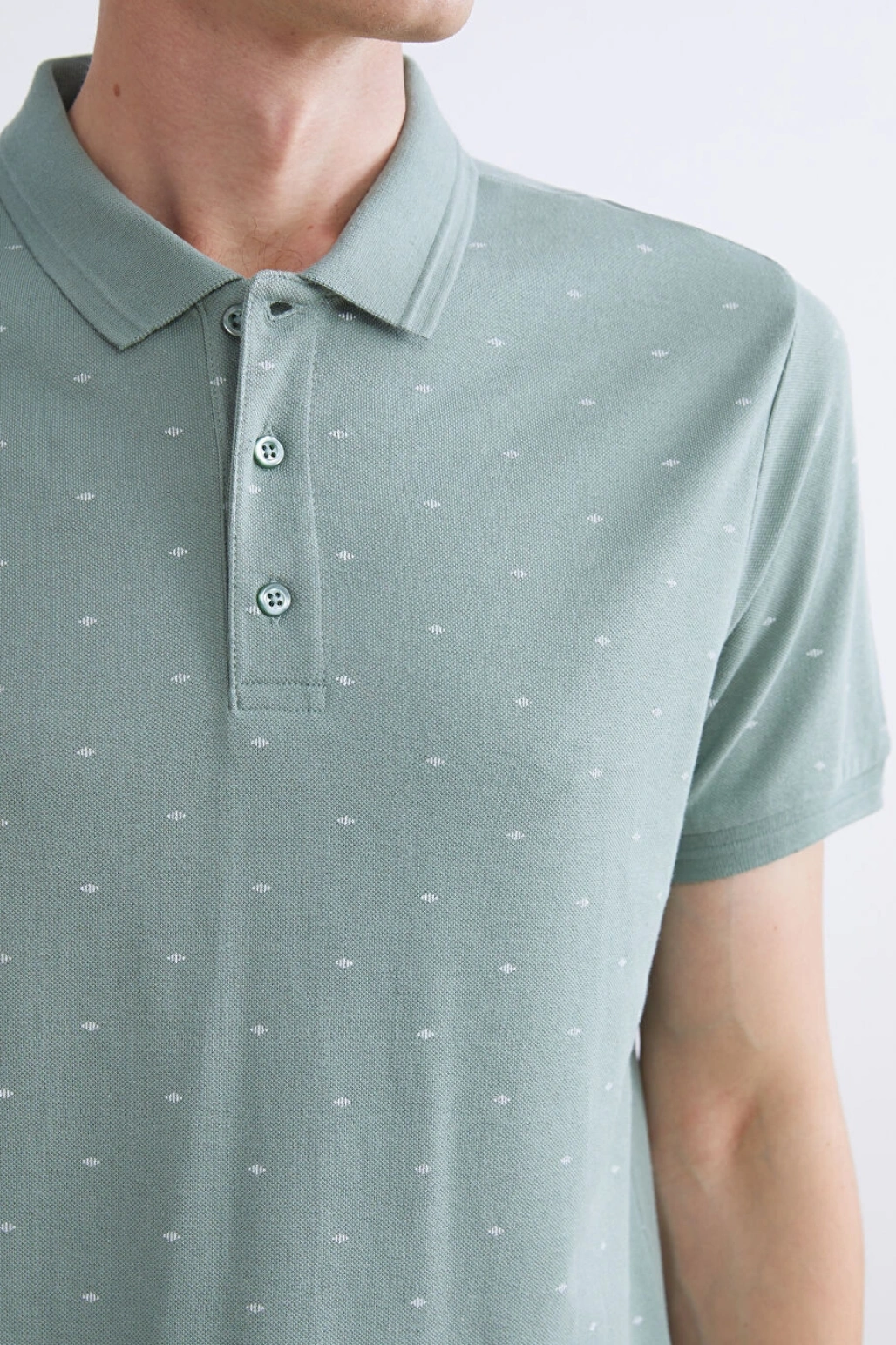 LCWAIKIKI Classic Yeşil Polo Yaka Desenli Pike Erkek Tişört