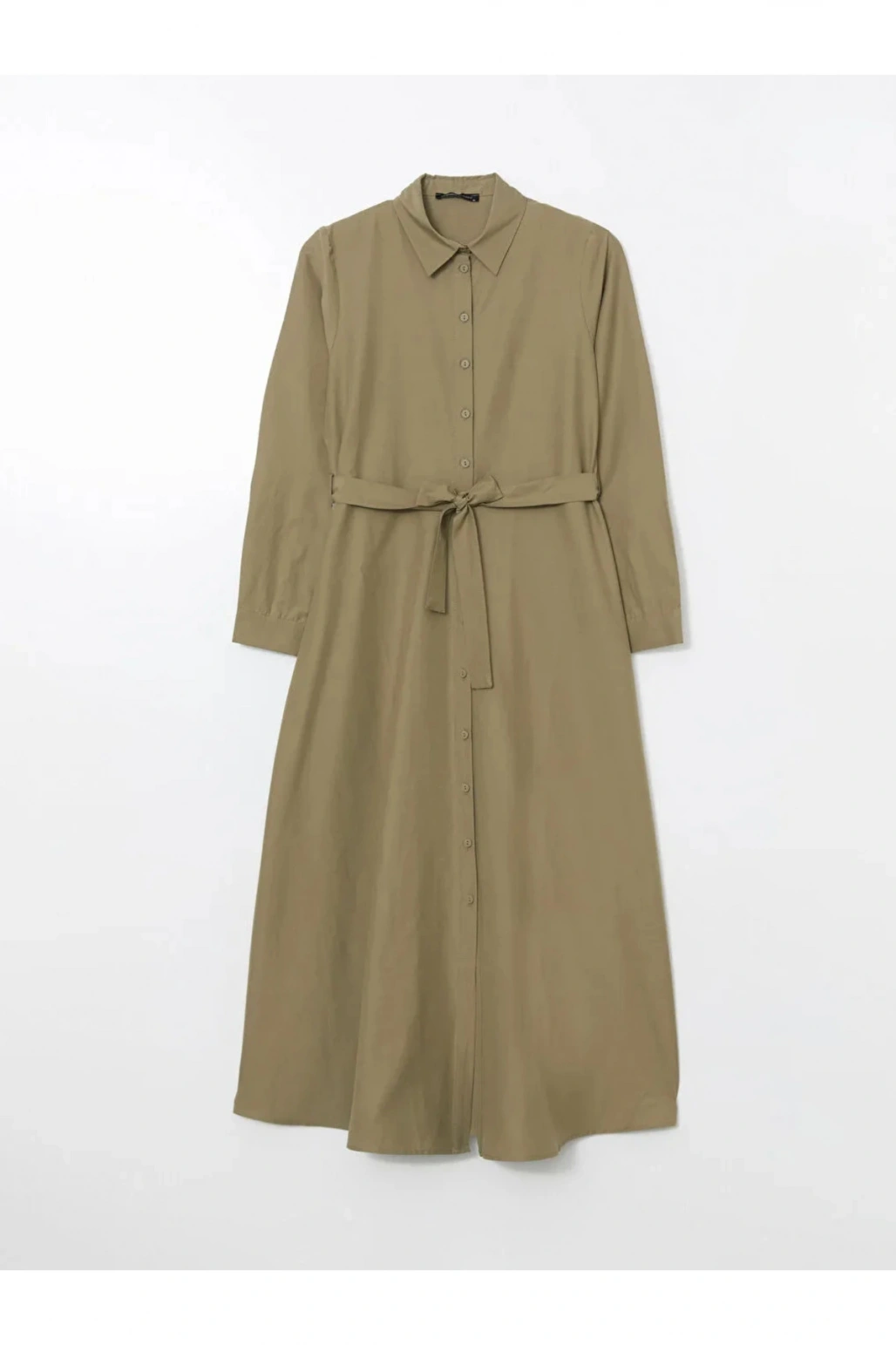 LCWAIKIKI Classic Yeşil Poplin Kadın Gömlek Elbise