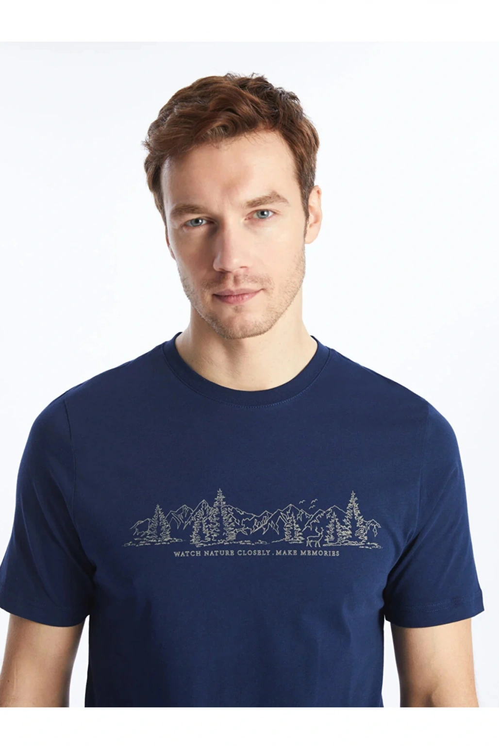 LCWAIKIKI Classic Bisiklet Yaka Kısa Kollu Baskılı Penye Erkek Tişört