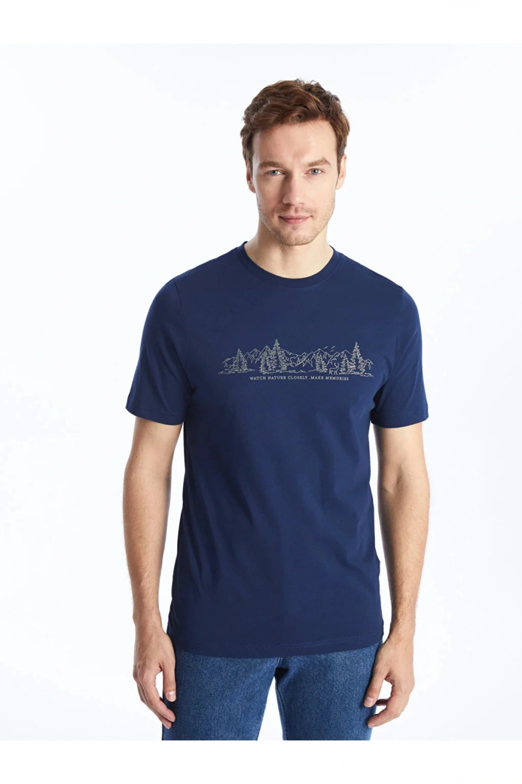 LCWAIKIKI Classic Bisiklet Yaka Kısa Kollu Baskılı Penye Erkek Tişört