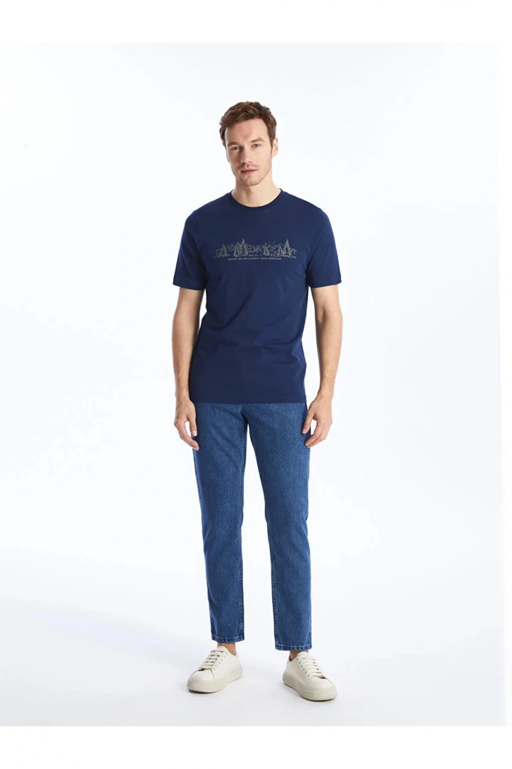 LCWAIKIKI Classic Bisiklet Yaka Kısa Kollu Baskılı Penye Erkek Tişört