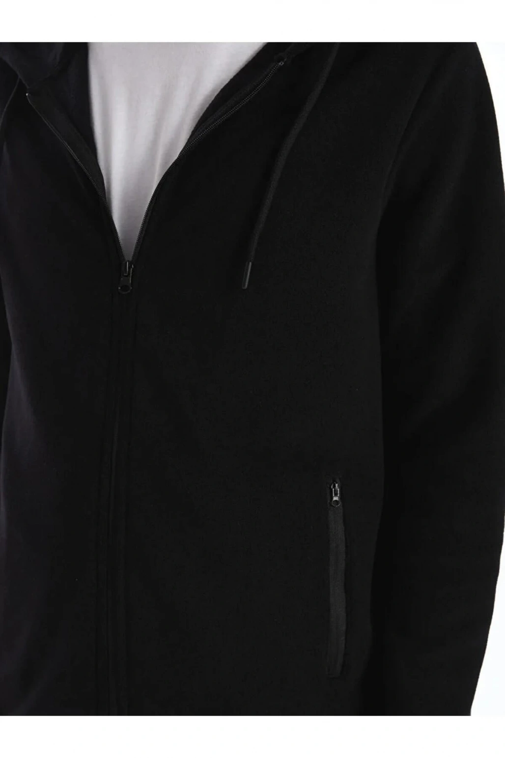 LCWAIKIKI ClassicSiyah Kapüşonlu Uzun Kollu Erkek Fermuarlı Sweatshirt