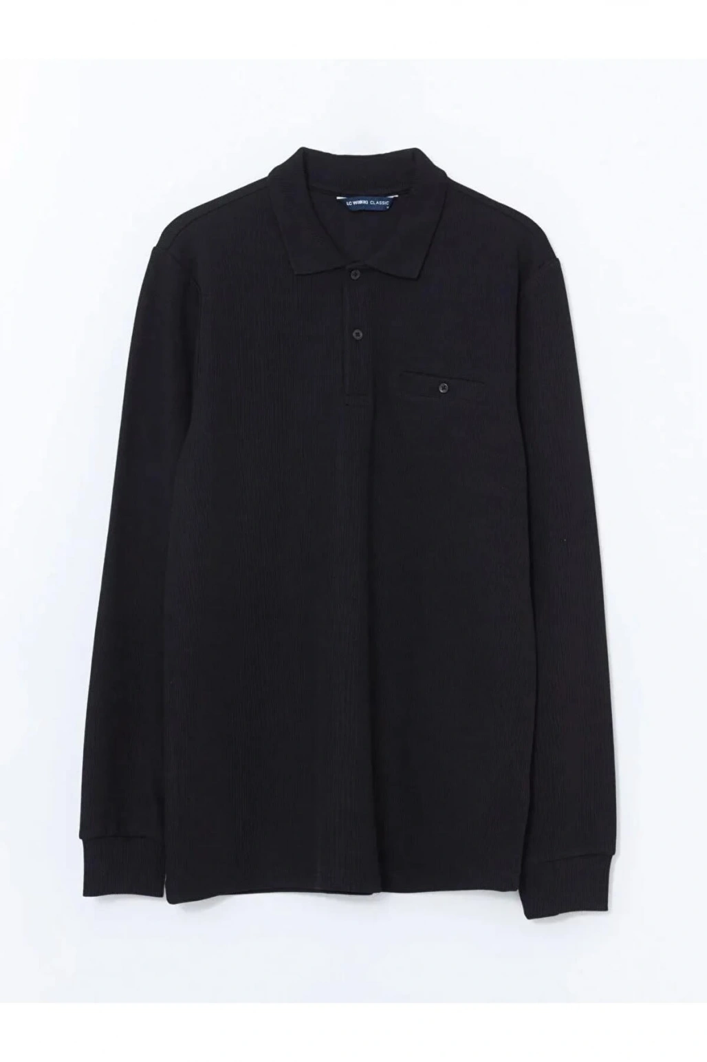 LCWAIKIKI ClassicSiyah Polo Yaka Uzun Kollu Erkek Sweatshirt