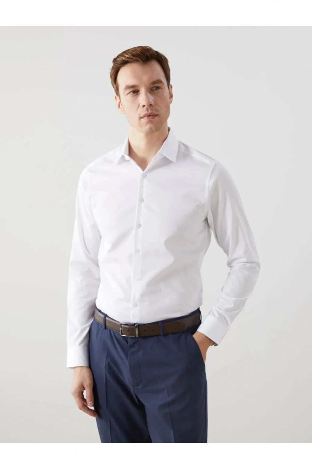 LCWAIKIKI Formal Slim Fit Uzun Kollu Gabardin Erkek Gömlek-9