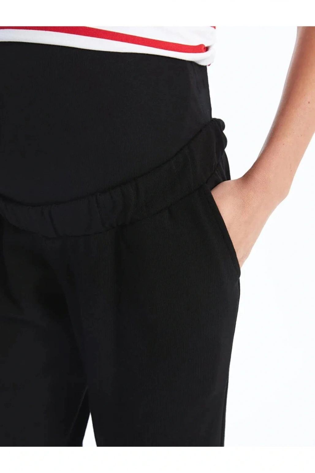 LCWAIKIKI Maternity Siyah Karın Panelli Düz Hamile Jogger Eşofman Altı