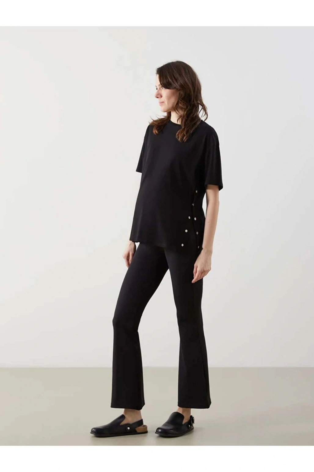 LCWAIKIKI Maternity Siyah Karın Panelli İspanyol Paça Hamile Tayt Pantolon