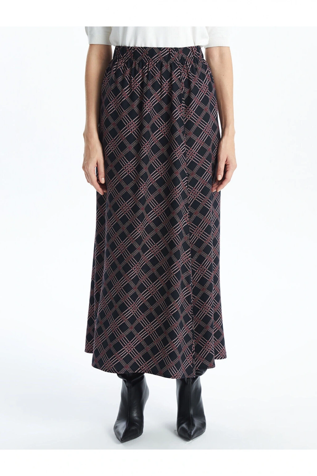 Lcwk Beli Lastikli Desenli Kadın Etek