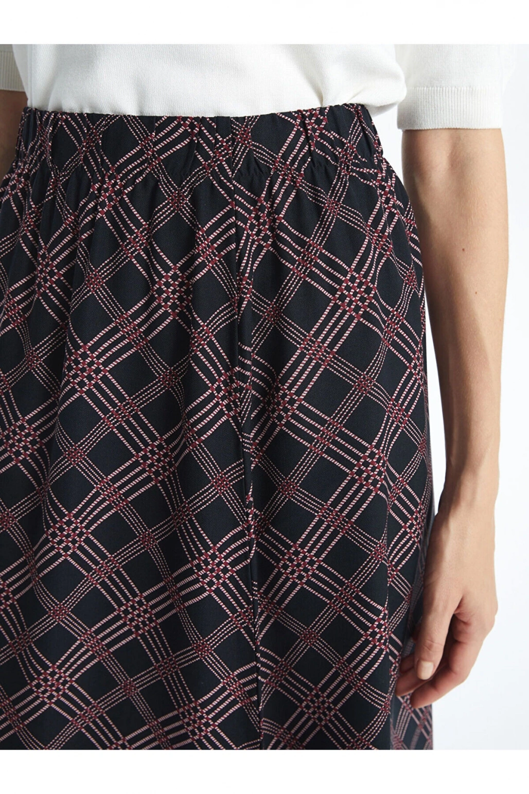 Lcwk Beli Lastikli Desenli Kadın Etek