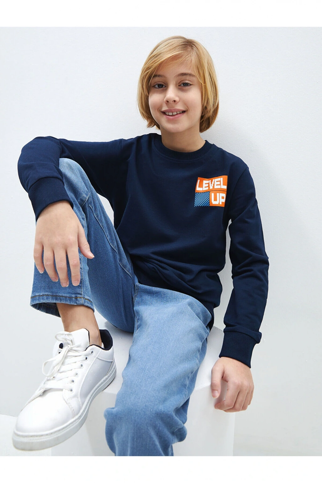 Lcwk Bisiklet Yaka Baskılı Uzun Kollu Erkek Çocuk Sweatshirt