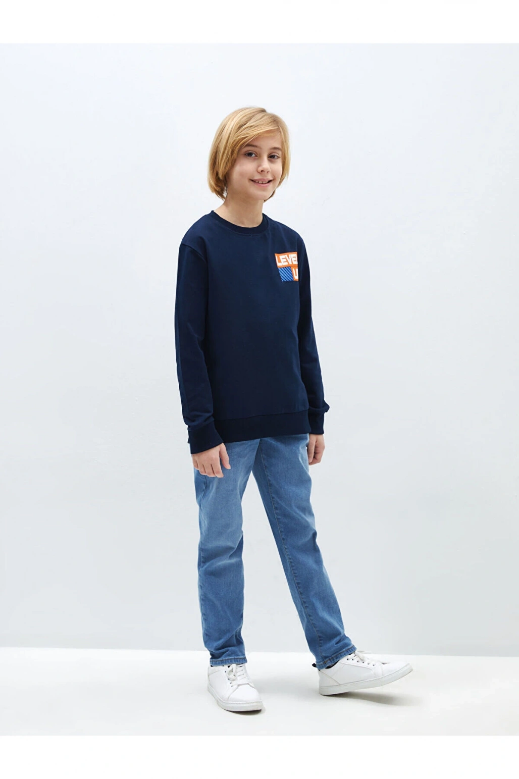 Lcwk Bisiklet Yaka Baskılı Uzun Kollu Erkek Çocuk Sweatshirt