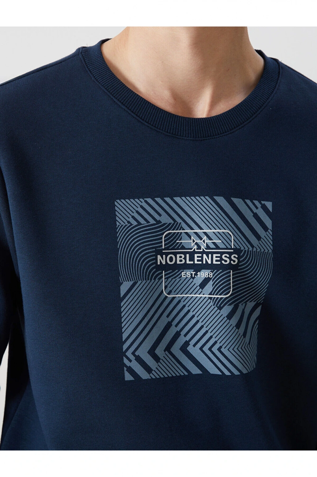 LCWK Bisiklet Yaka Uzun Kollu Baskılı Erkek Kalın Sweatshirt