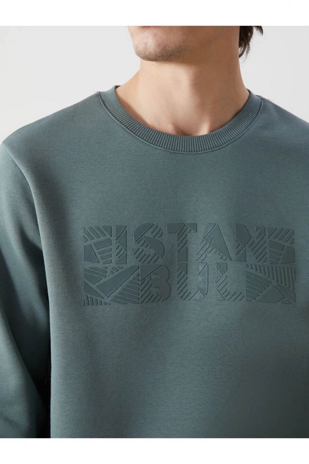 LCWK Bisiklet Yaka Uzun Kollu Baskılı Kalın Erkek Sweatshirt