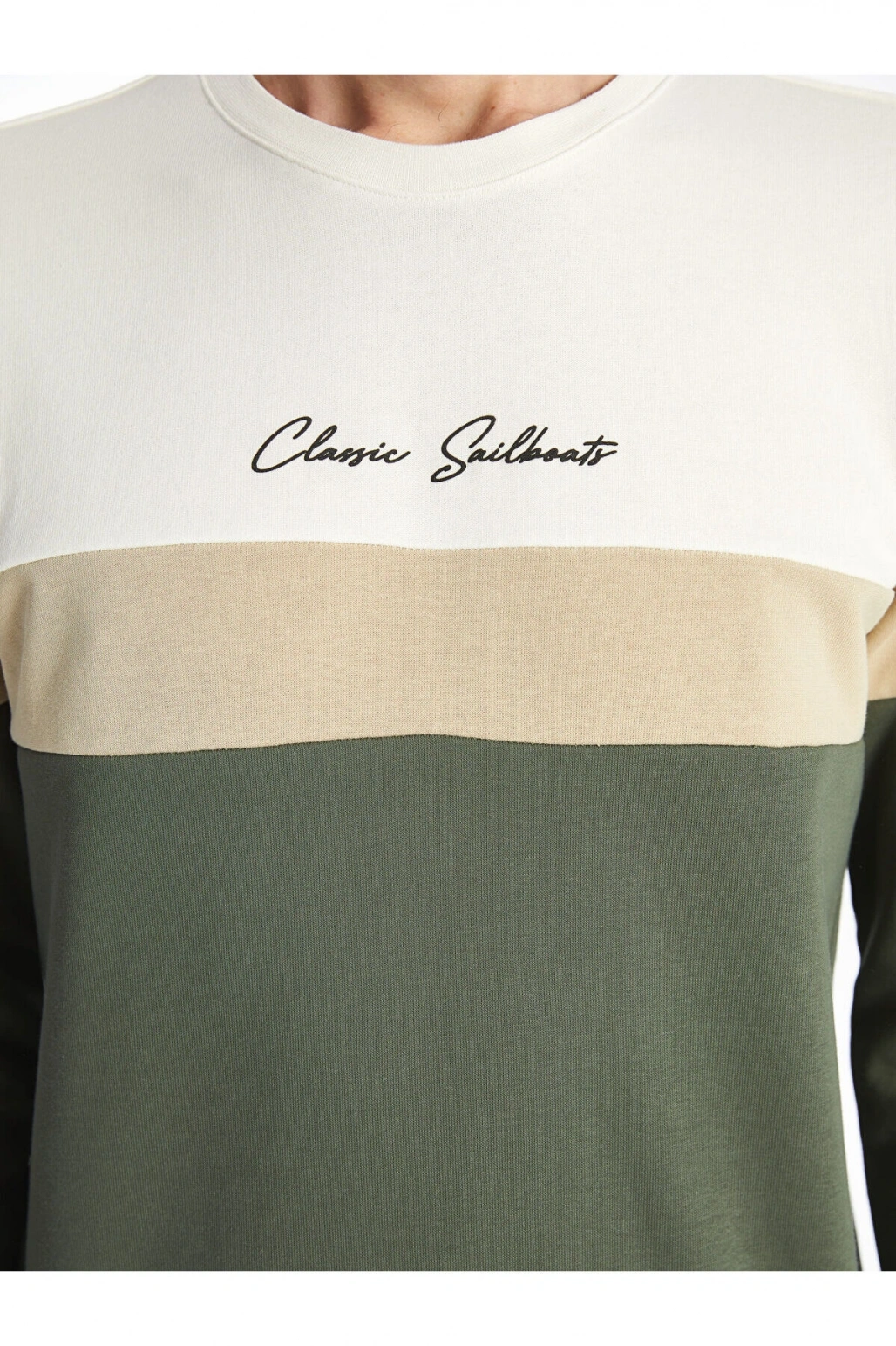 Lcwk Bisiklet Yaka Uzun Kollu Renk Bloklu Erkek Kalın Kalın Sweatshirt