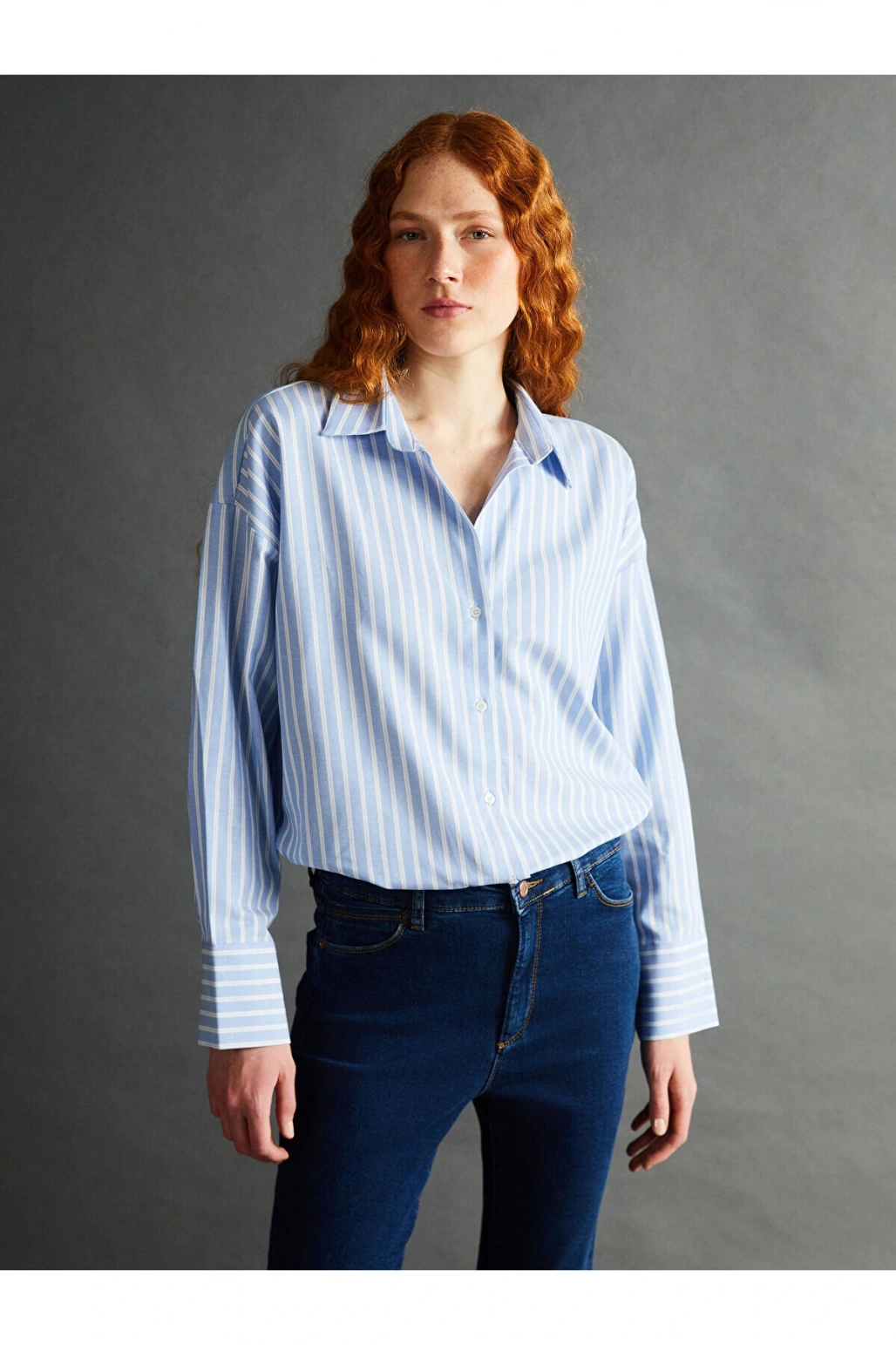 Lcwk Çizgili Oversize Kadın Gömlek