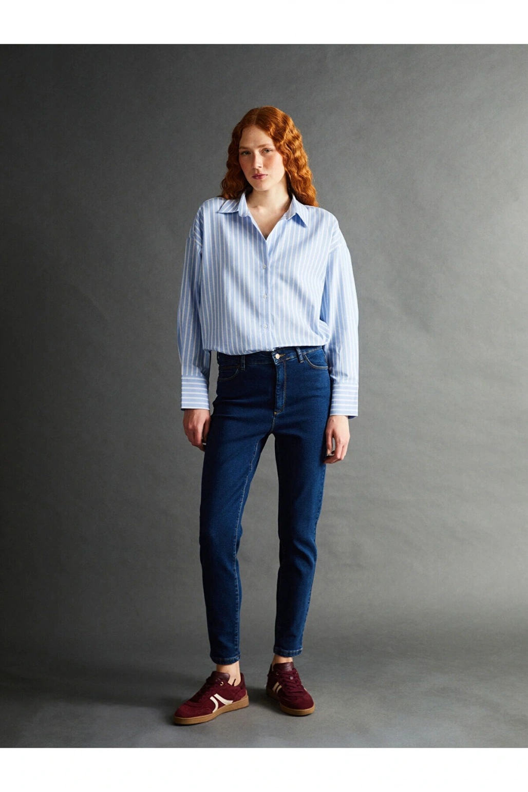 Lcwk Çizgili Oversize Kadın Gömlek