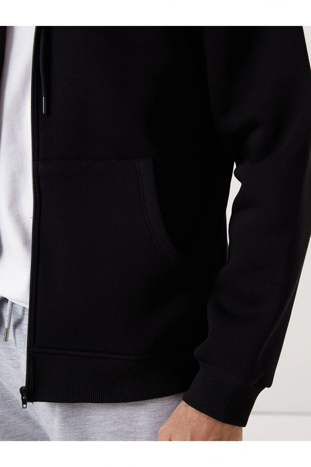 Lcwk Kapüşonlu Uzun Kollu Erkek Fermuarlı Sweatshirt