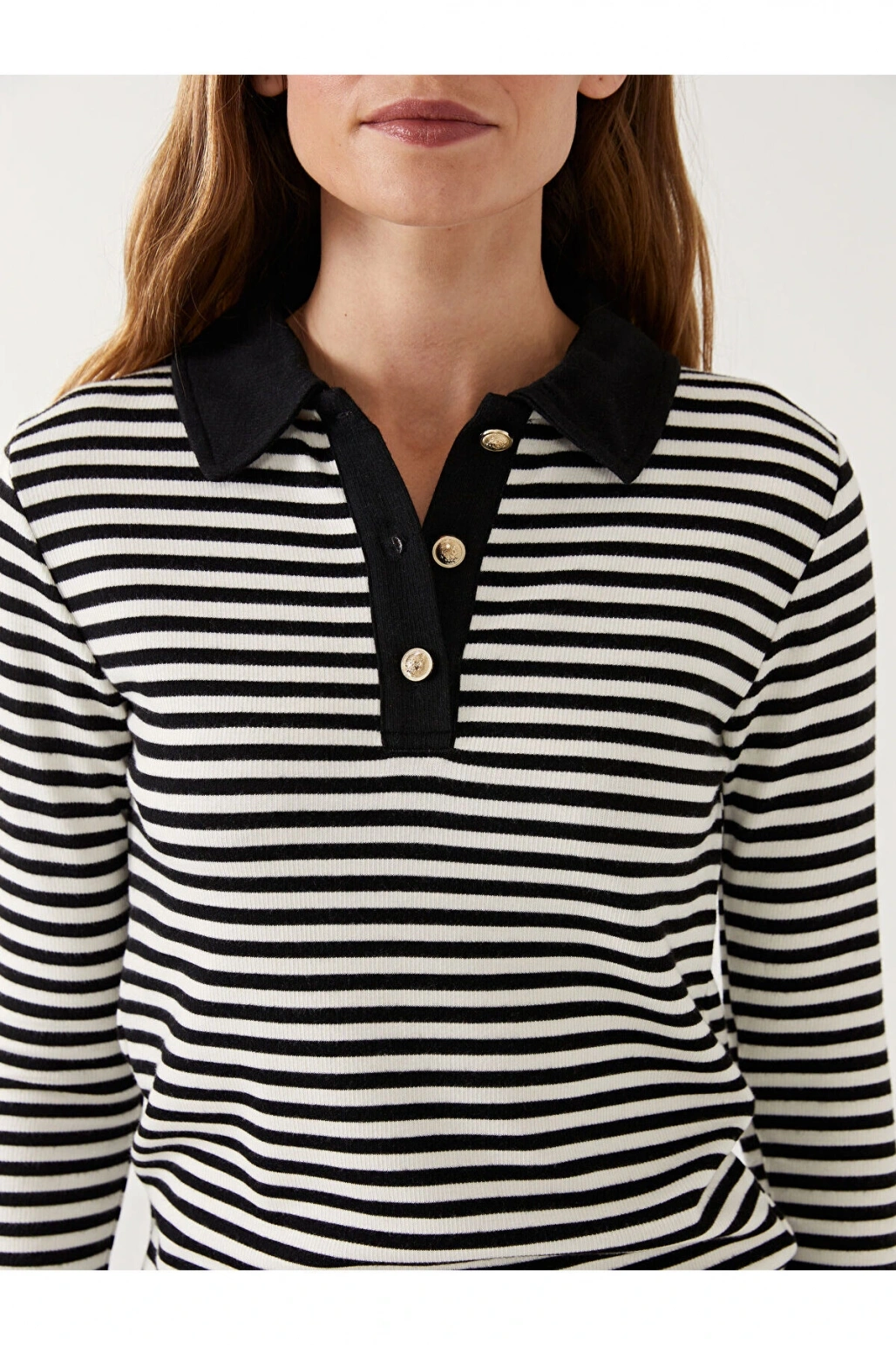 Lcwk Polo Yaka Çizgili Kadın Body