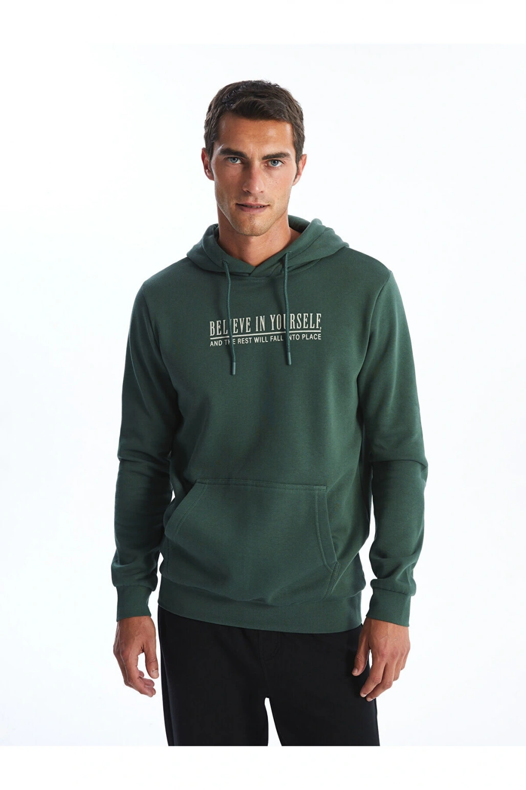 Lcwk Uzun Kollu Baskılı Erkek Kalın Hoodie