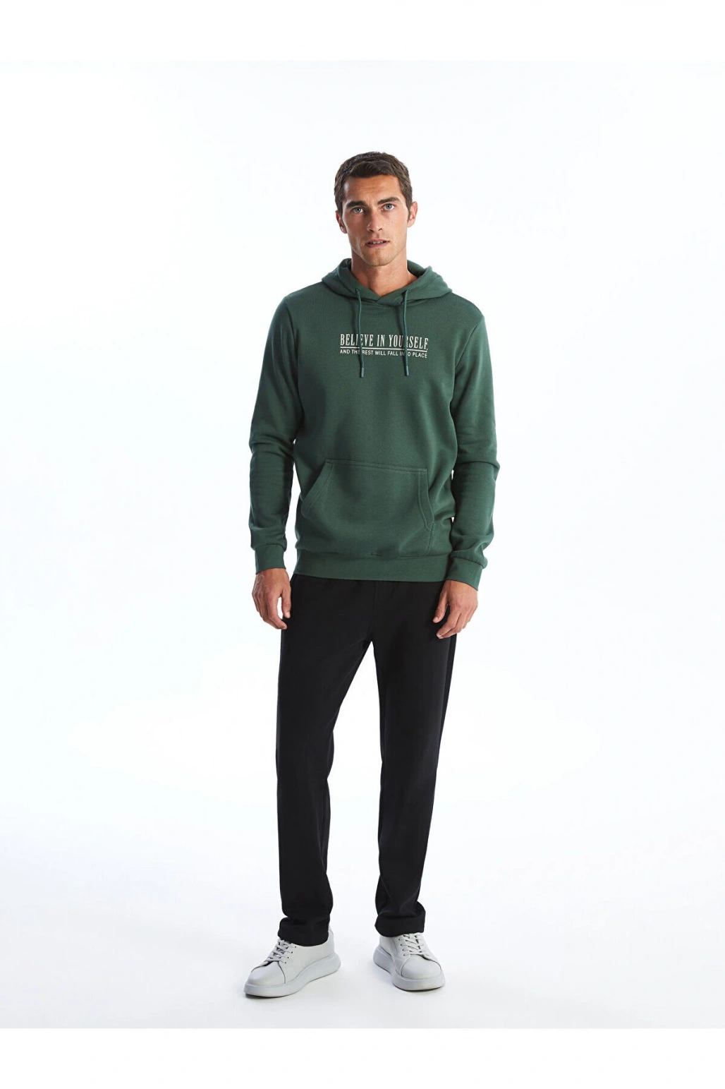 Lcwk Uzun Kollu Baskılı Erkek Kalın Hoodie