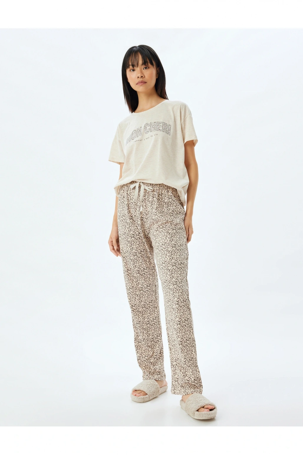 Bej Melanj Kadın Pijama Takımı 5WLK40044MK