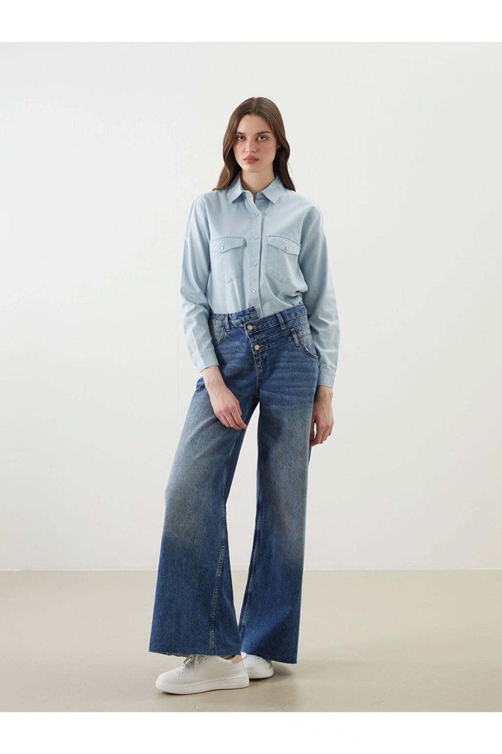 Loose Fit Kadın Jean Gömlek