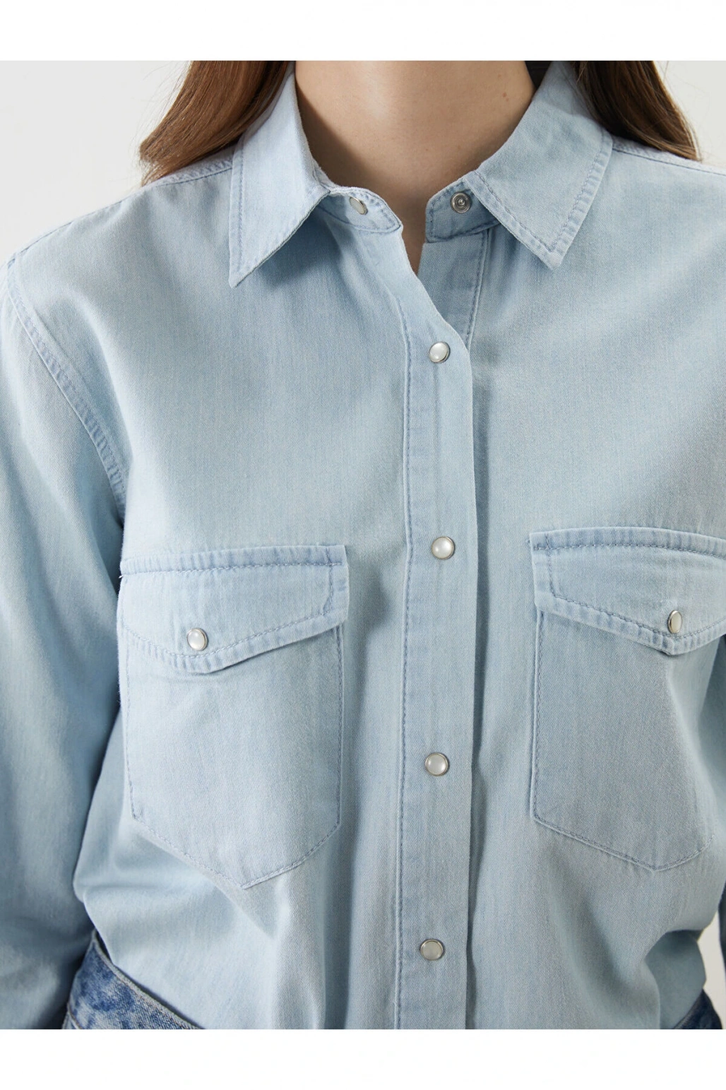Loose Fit Kadın Jean Gömlek