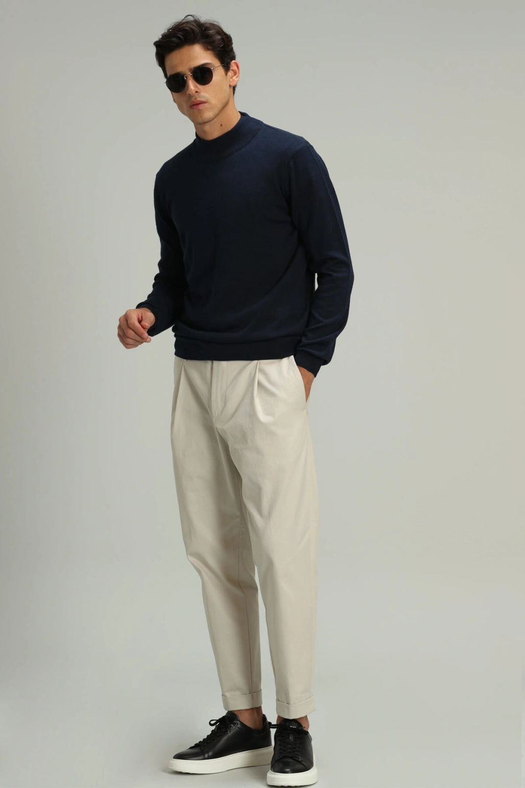 Lufian Fıla Yarım Balıkçı Erkek Kazak Gece Mavisi