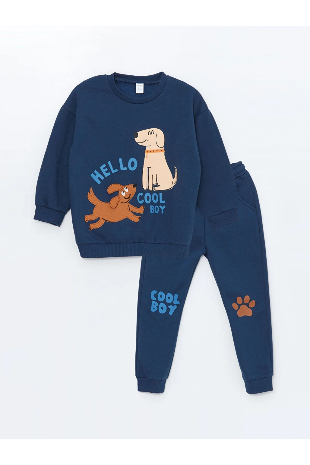 Lw - Bisiklet Yaka Baskılı Erkek Bebek Eşofman Takım