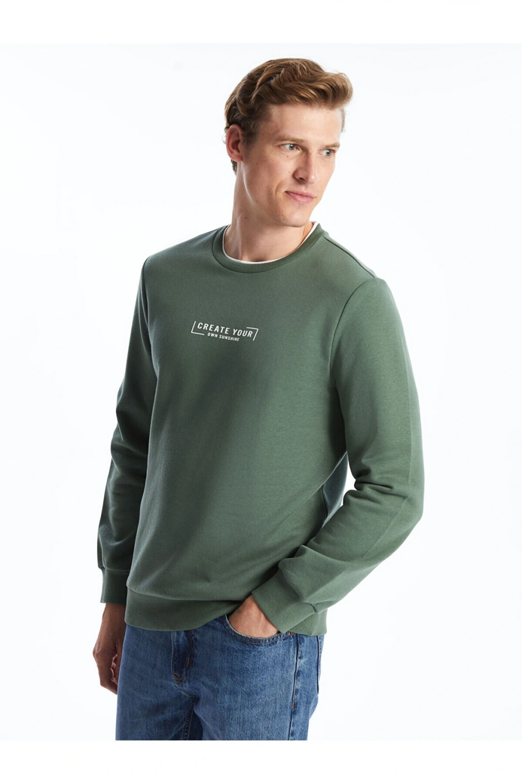 Lw - Bisiklet Yaka Uzun Kollu Baskılı Erkek Sweatshirt