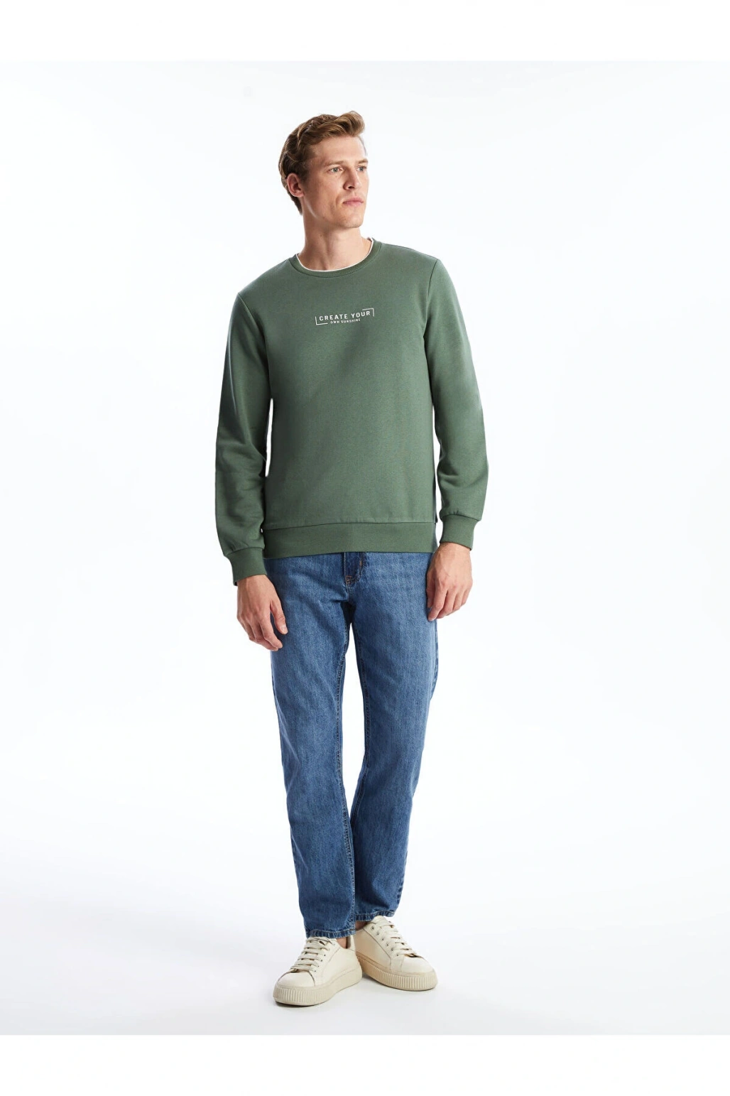 Lw - Bisiklet Yaka Uzun Kollu Baskılı Erkek Sweatshirt