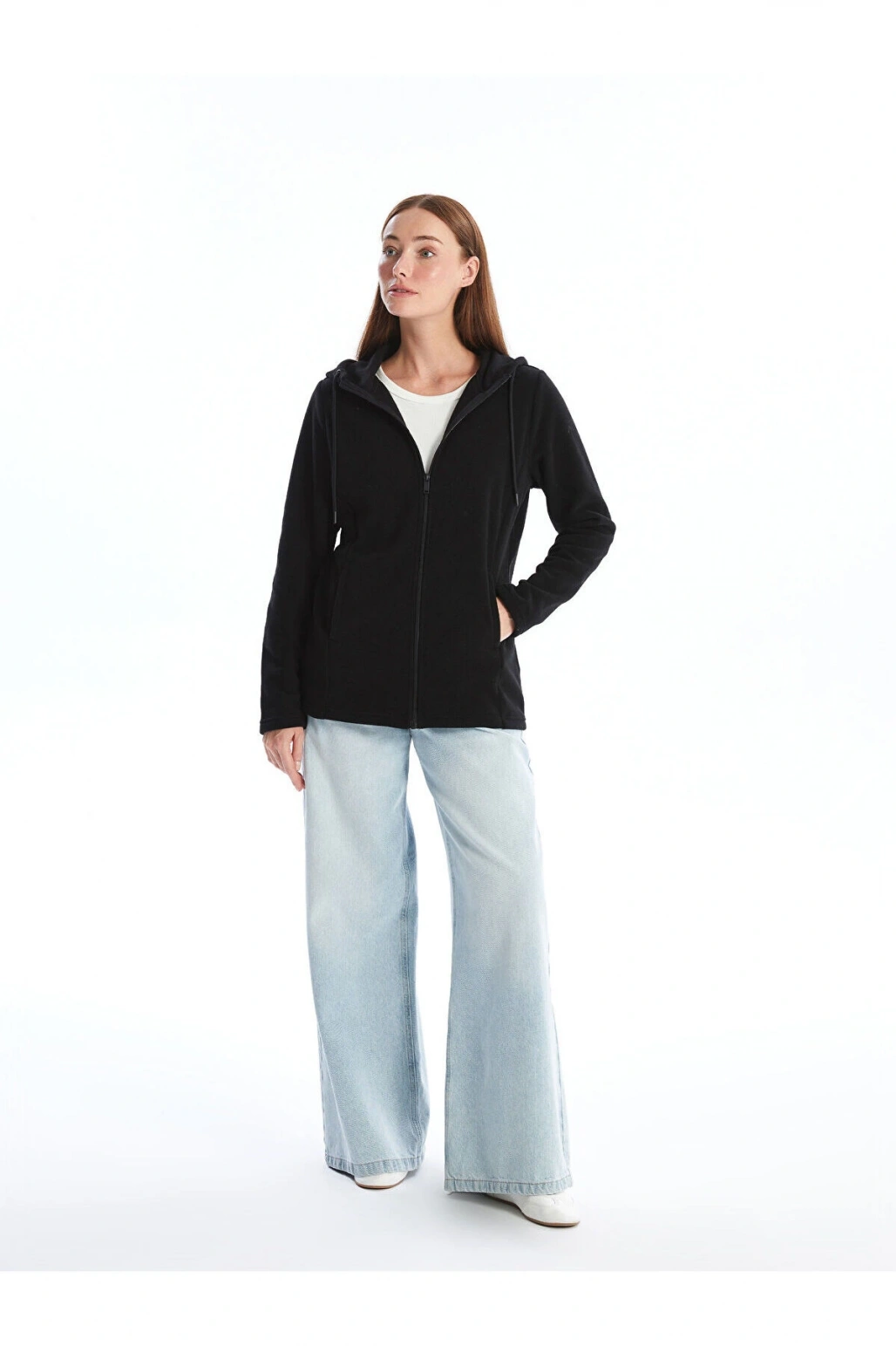 Lw - Kapüşonlu Kadın Fermuarlı Sweatshirt