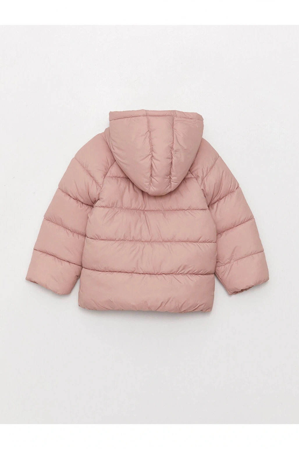 Lw - Kapüşonlu Uzun Kollu Basic Kız Bebek Fermuarlı Şişme Mont