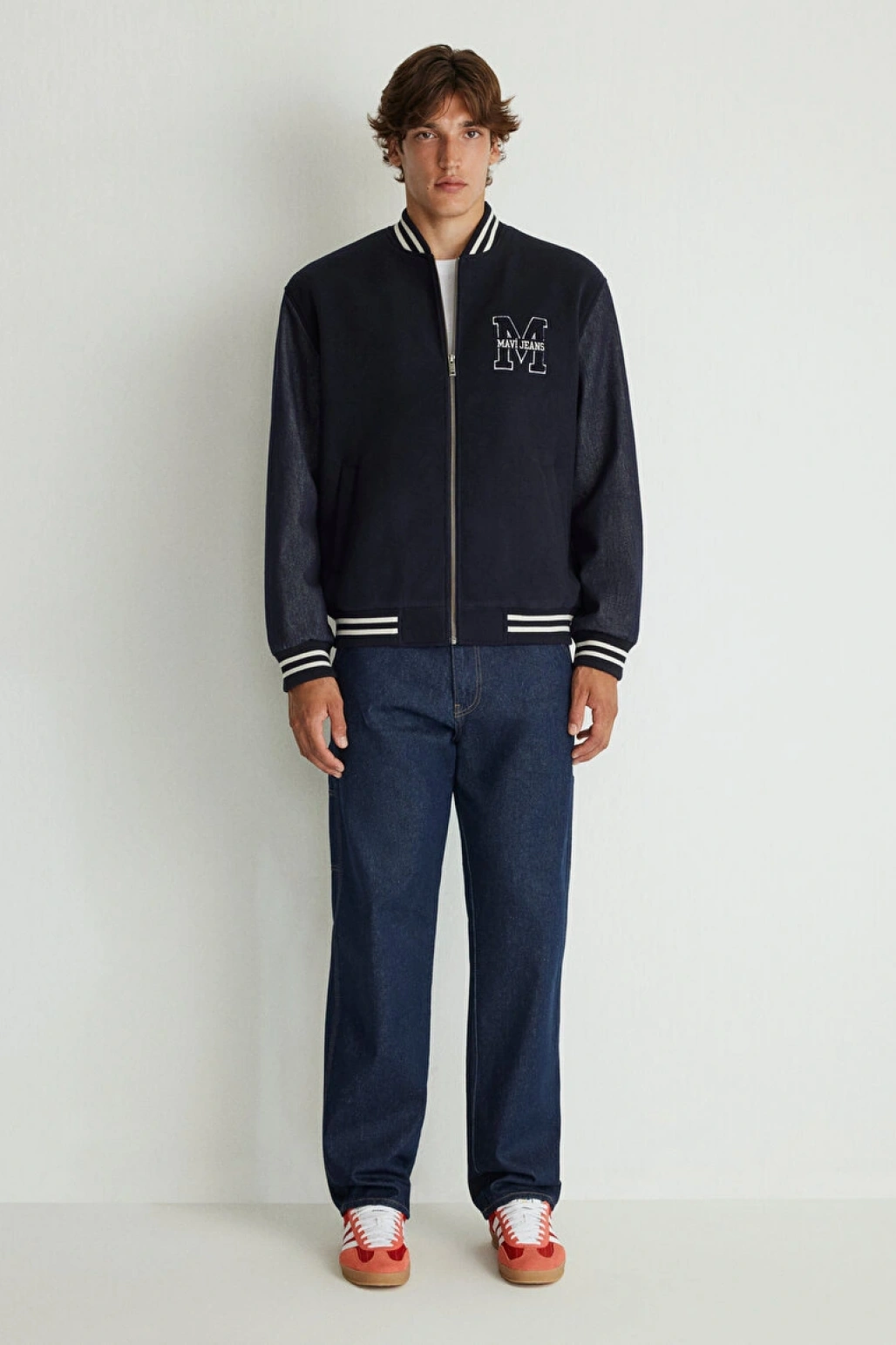 M BASKILI CEKET Gökyüzü Lacivert