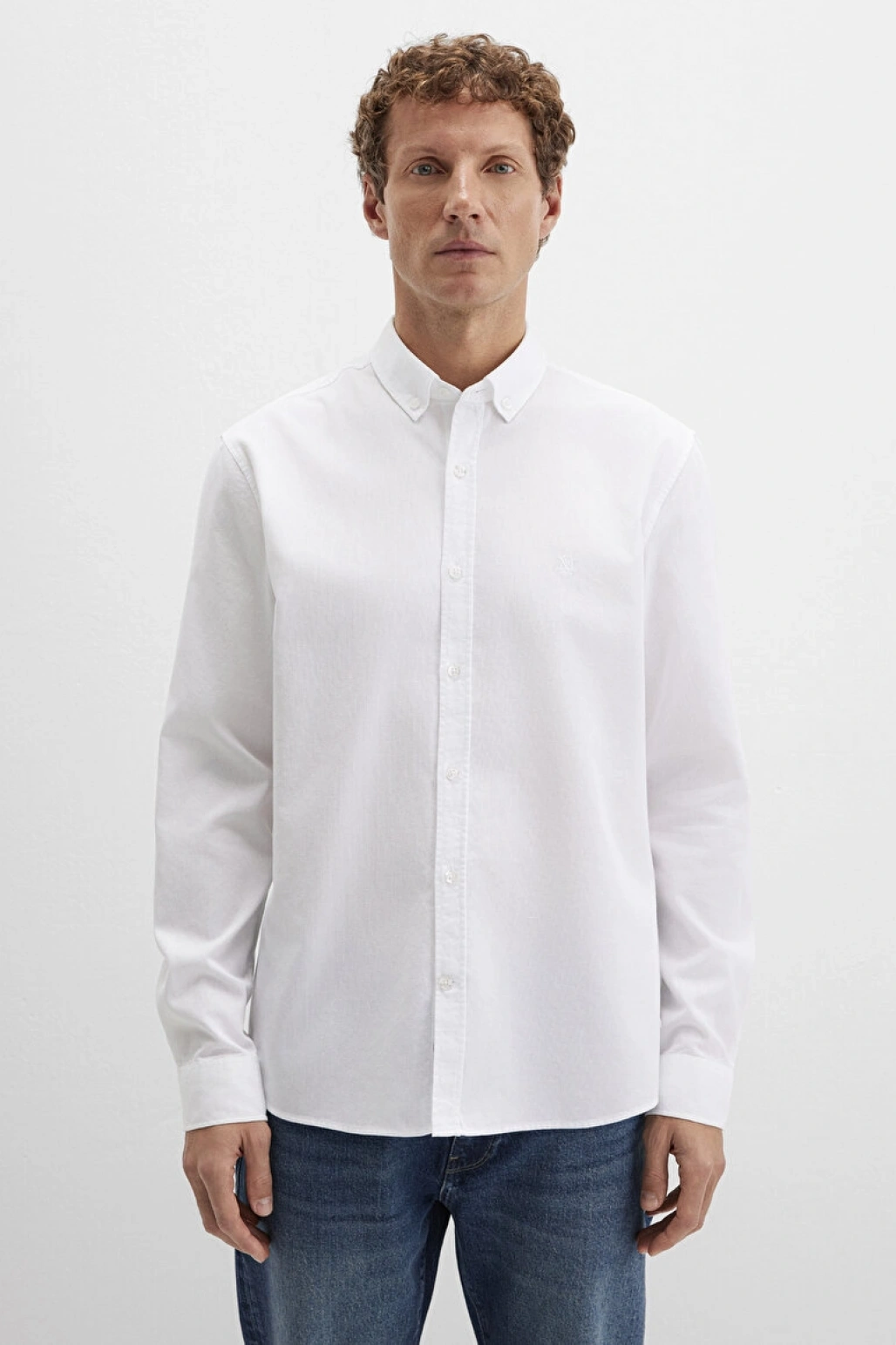 M Logo Nakışlı Beyaz Gömlek