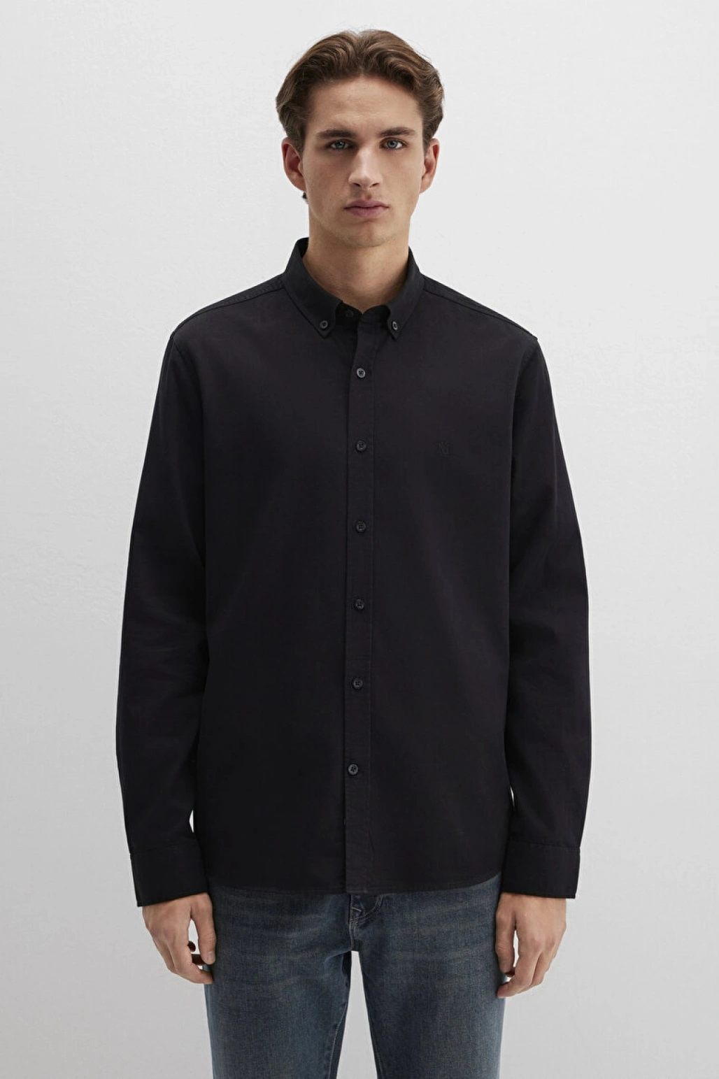 M Logo Nakışlı Siyah Gömlek