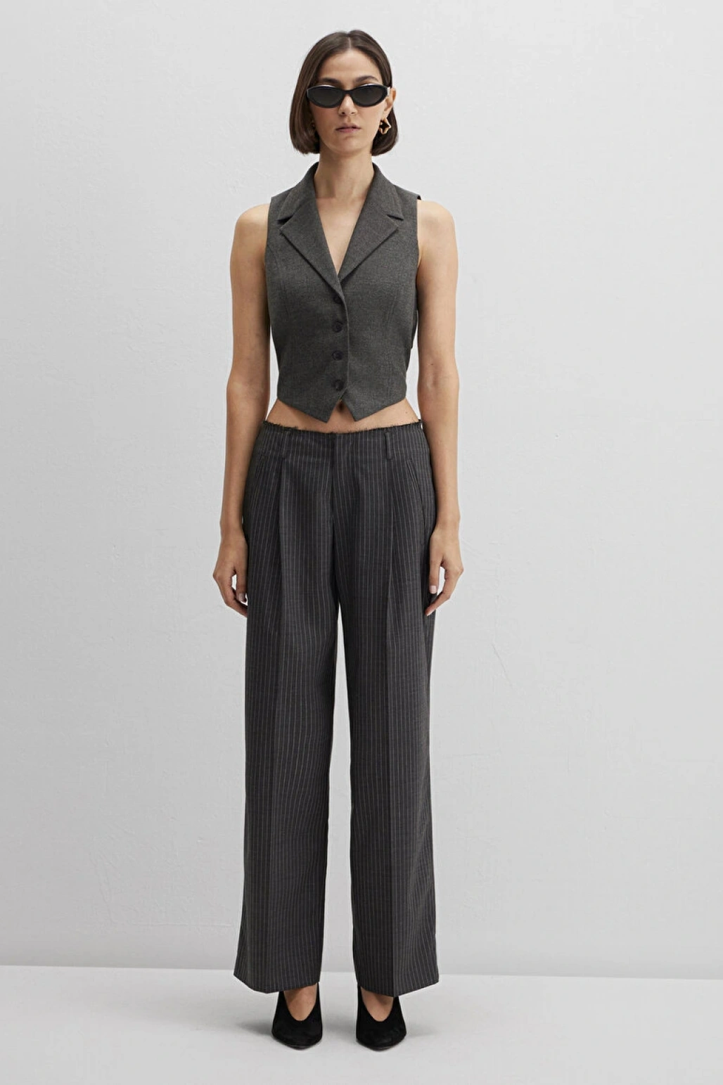 MAVİ EDITION Yün Karışımlı Çizgili Pantolon