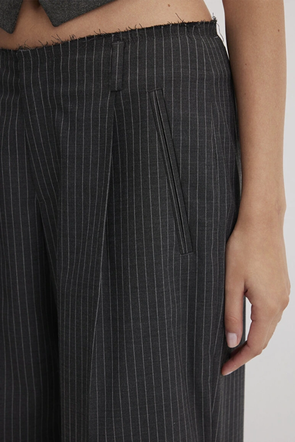 MAVİ EDITION Yün Karışımlı Çizgili Pantolon