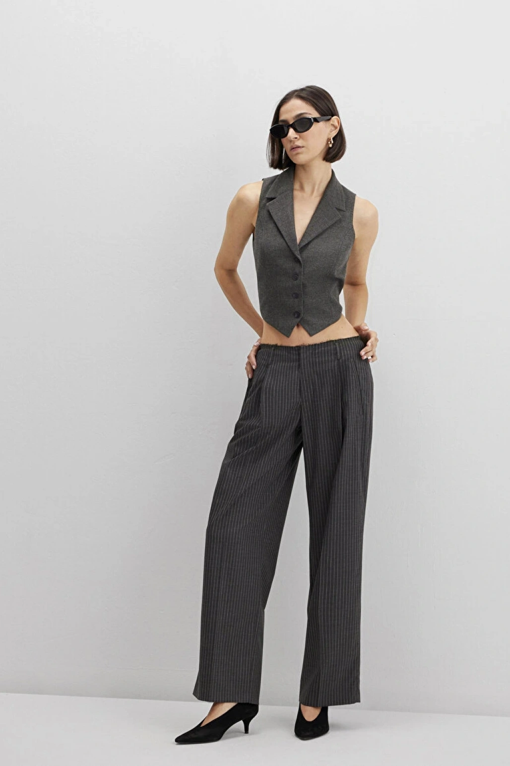 MAVİ EDITION Yün Karışımlı Çizgili Pantolon