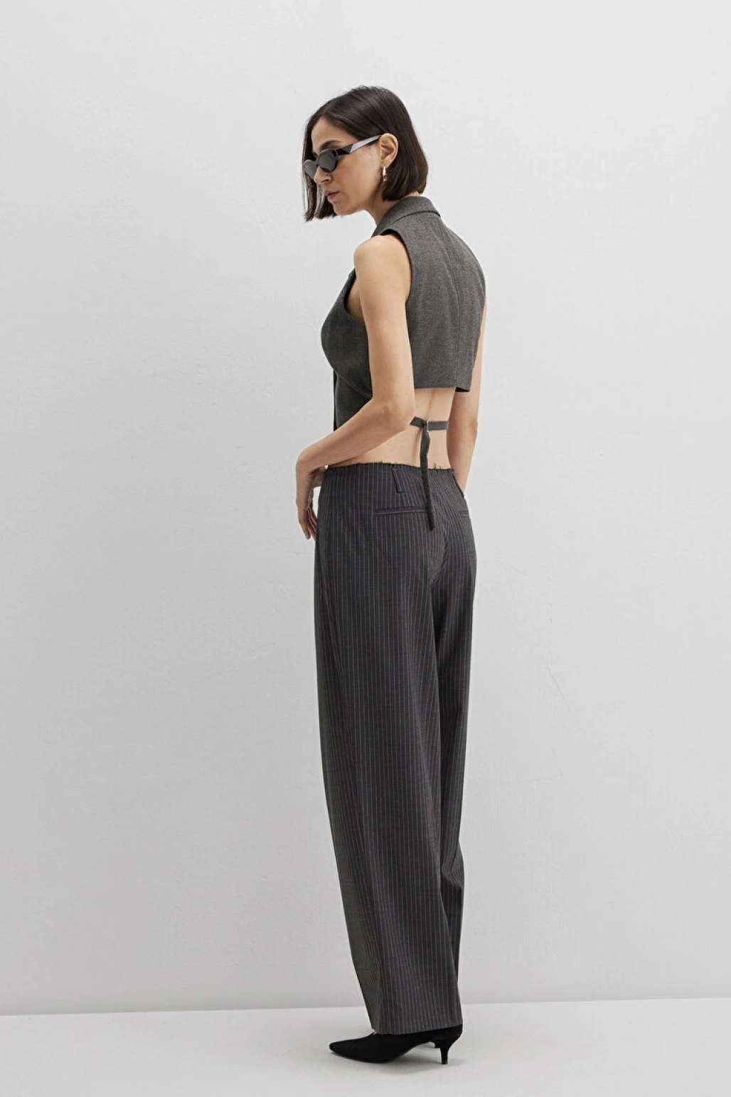 MAVİ EDITION Yün Karışımlı Çizgili Pantolon