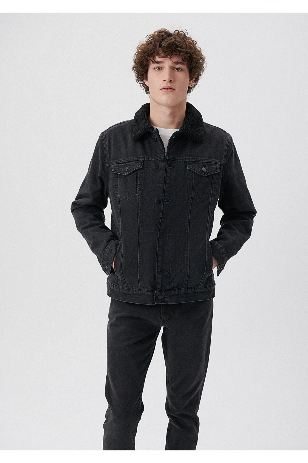 Mavi Frank 90s Gri Sherpa Jean Ceket