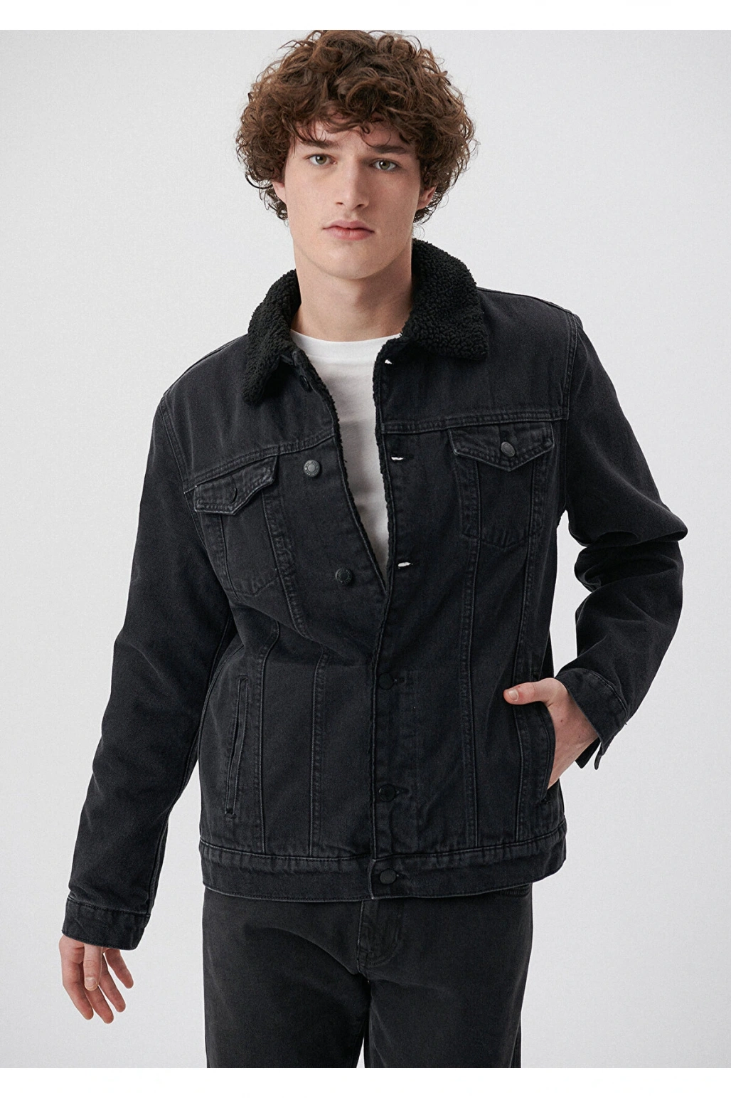 Mavi Frank 90s Gri Sherpa Jean Ceket