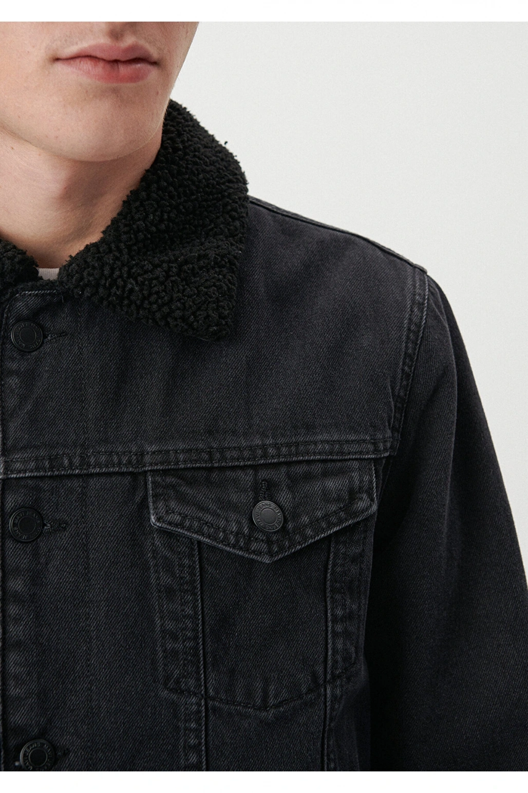 Mavi Frank 90s Gri Sherpa Jean Ceket